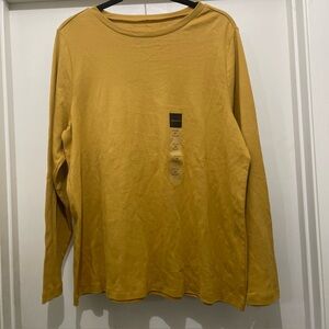 Relativity size 2X long sleeved 100% cotton T-shirt. New tags. Mustard yellow.
